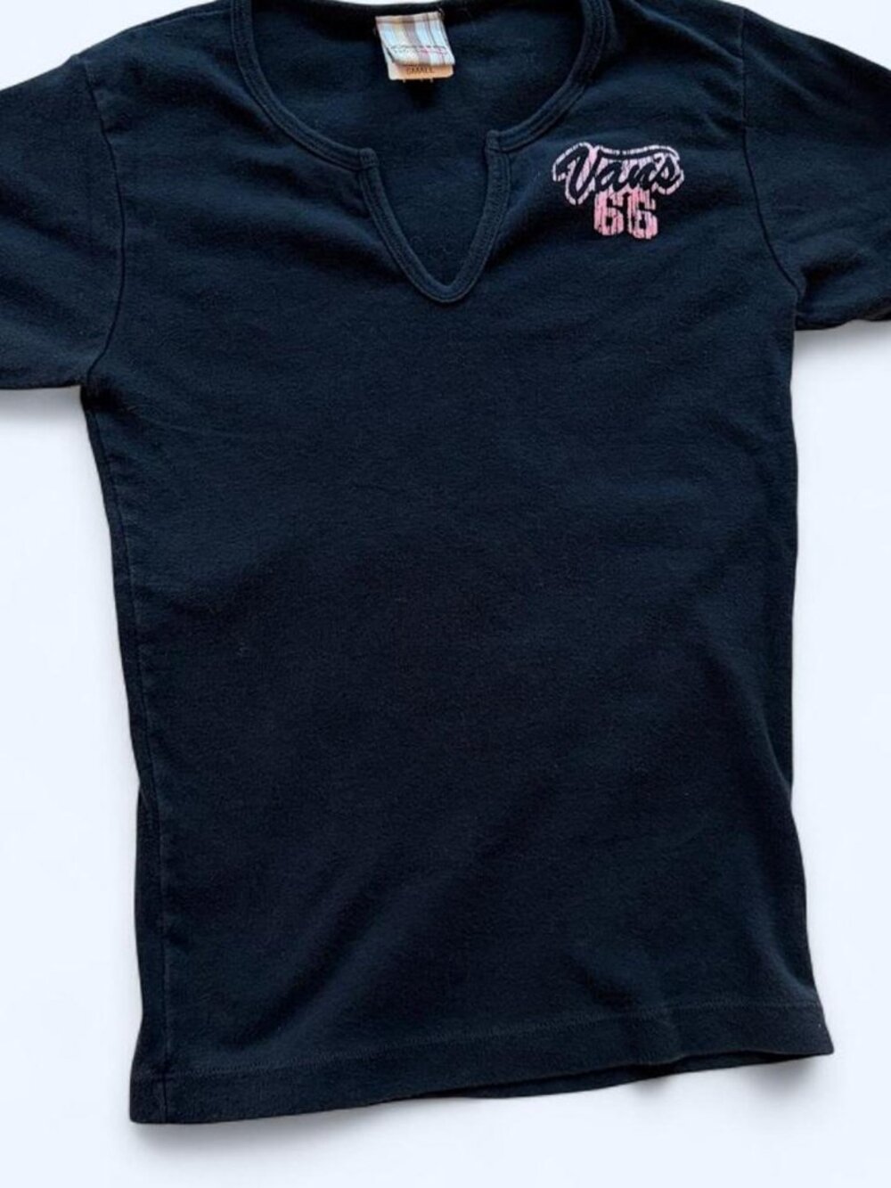 Vintage Y2K Vans 66 Black Pink Baby Tee Made in USA S
